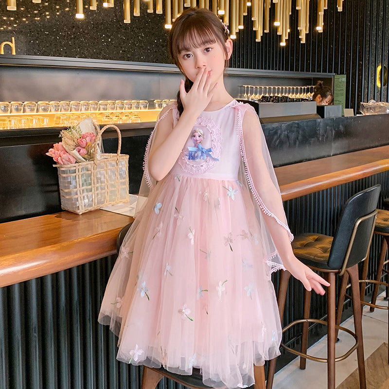 Children's Princess Elsa Summer Clothing Fashionable Gauze Skirt Little Children's Dress