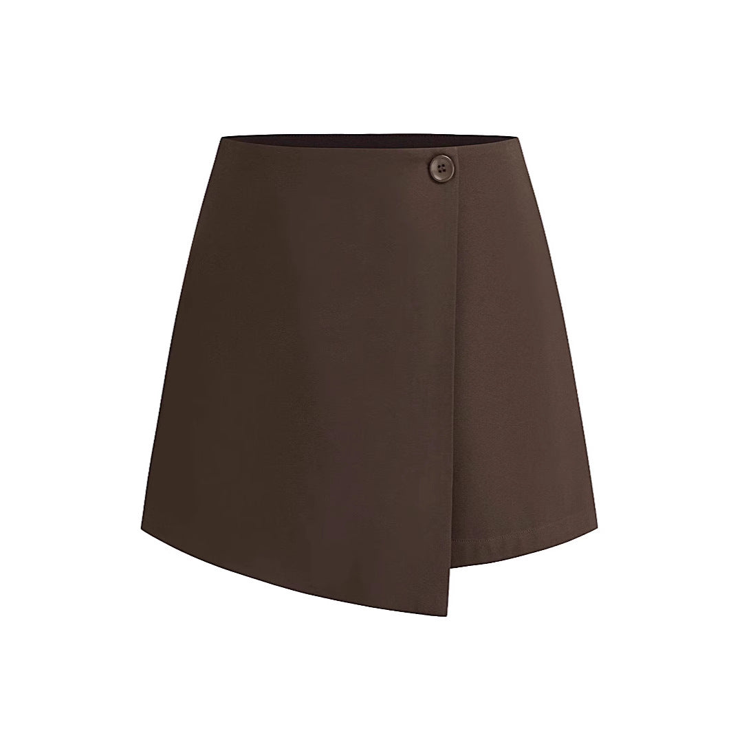 Women's Irregular Stretch Summer High Waist Zipper Button Skirt