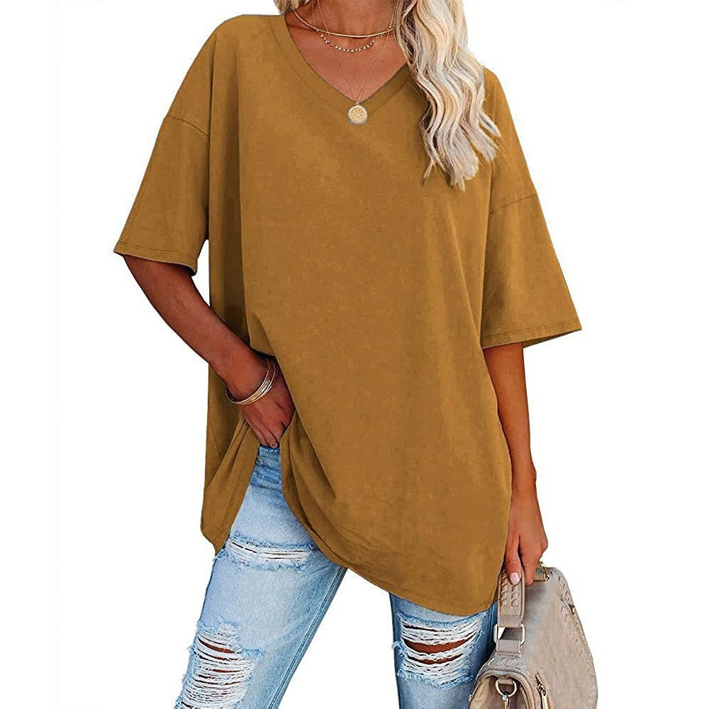 Women's Loose Half Sleeve Cotton Waist Blouses