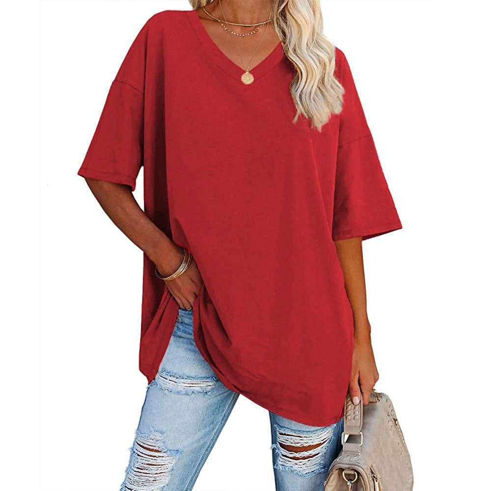 Women's Loose Half Sleeve Cotton Waist Blouses