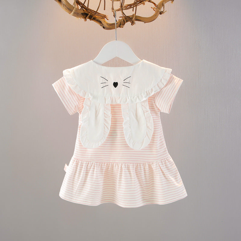Women's Summer Striped Short-sleeved Little Princess Thin Children's Dress