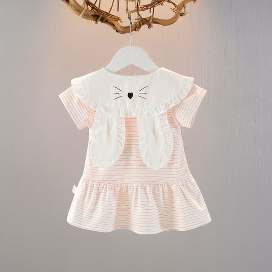 Women's Summer Striped Short-sleeved Little Princess Thin Children's Dress