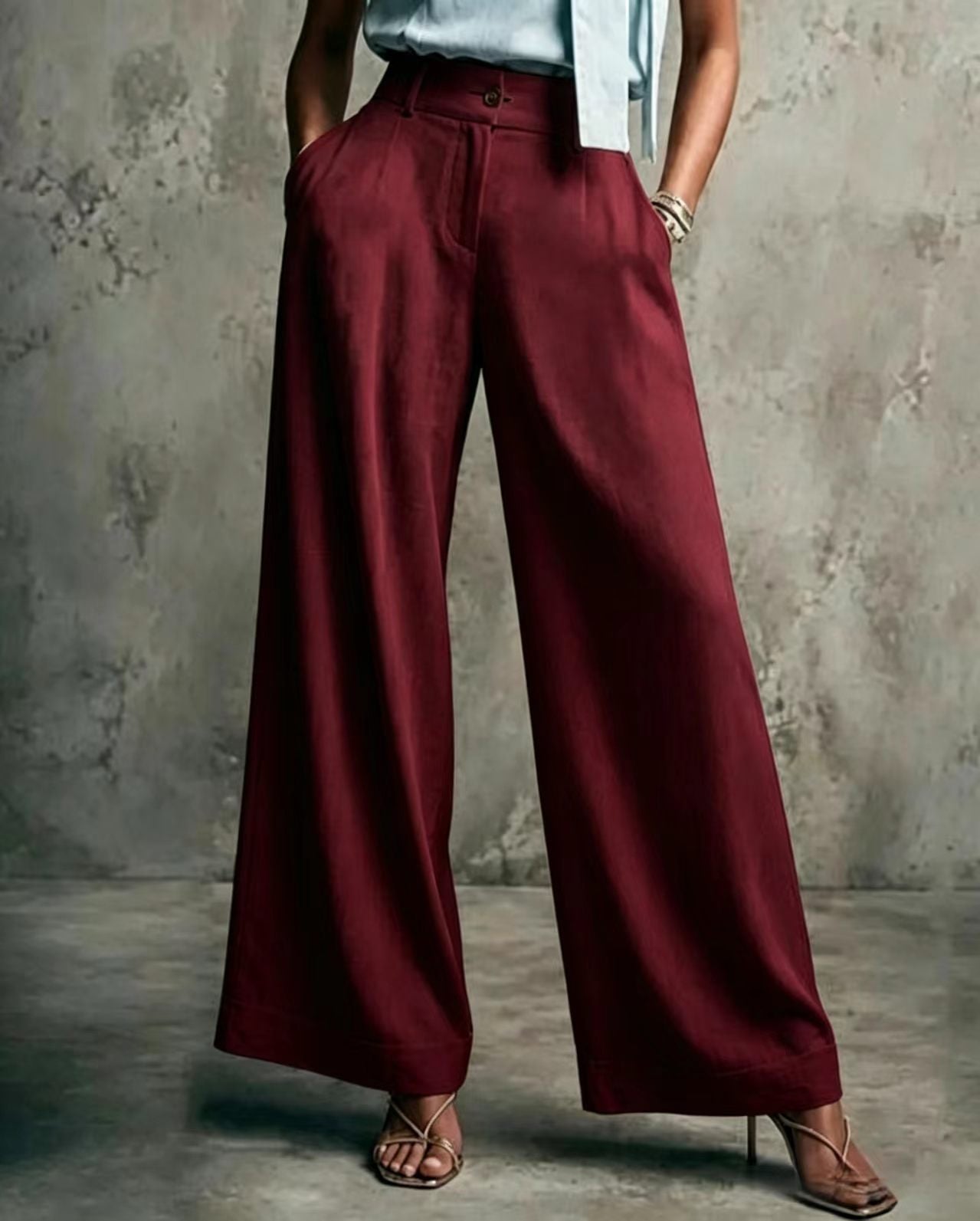 Women's Solid Color Wide Leg High Waist Loose Casual Pants