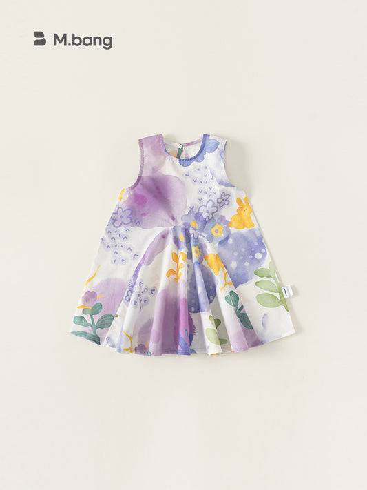 Children's Clothing Skirts Summer Sleeveless Little Western Style Purple Flower Vest Children's Dress