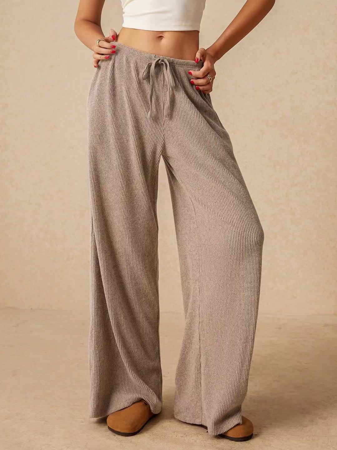 Women's Solid Color Mop Wide Leg High Waist Slimming For More Pants