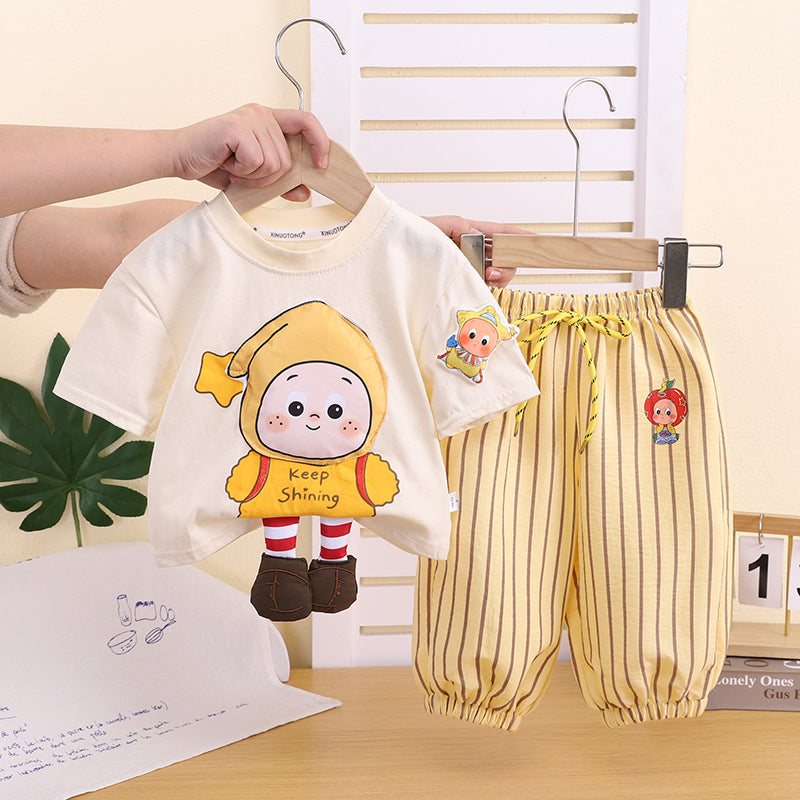 Children's Clothing Casual Cotton Shirt Lapel Short Sleeve Children's Suit