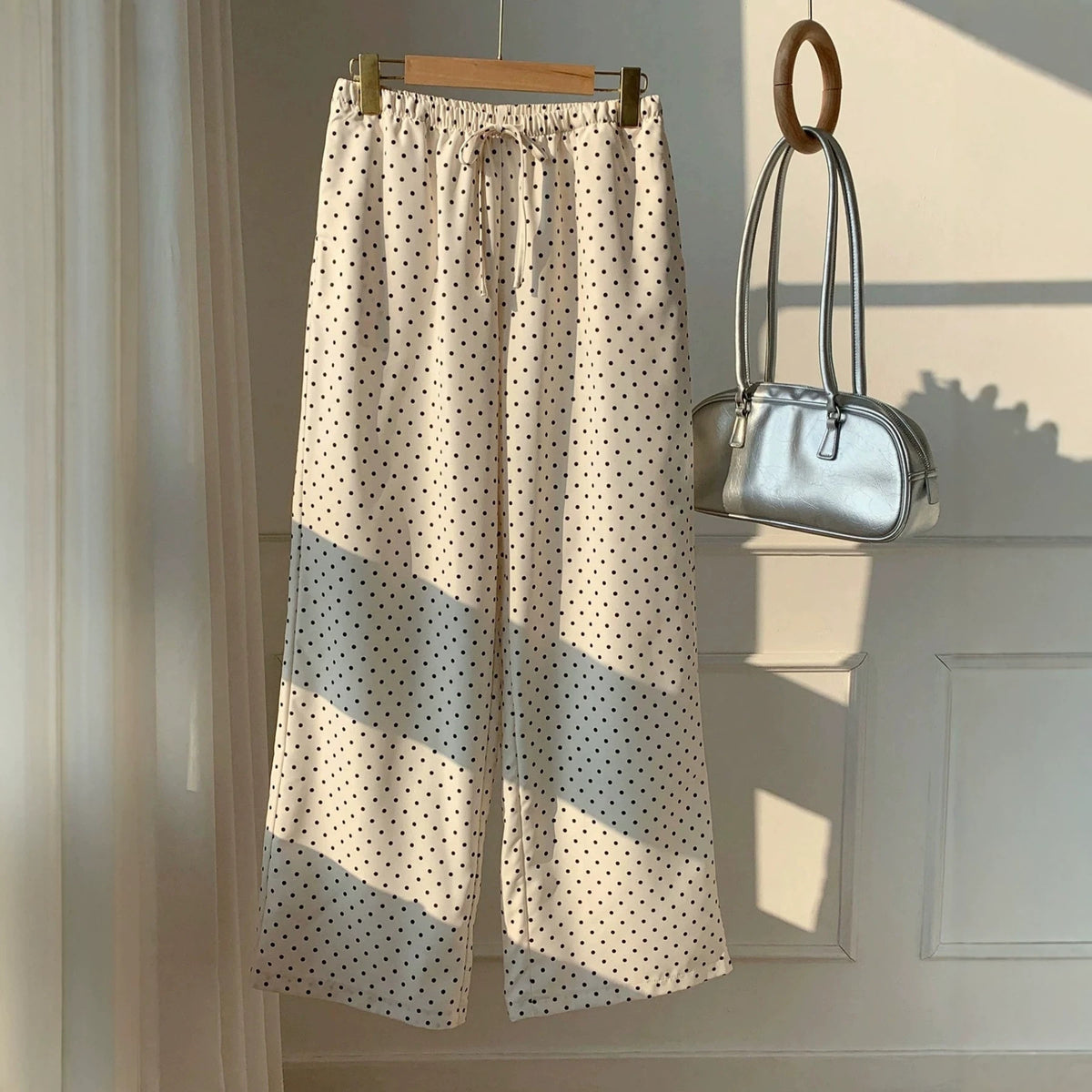 Fashion Slimming Straight Draping Thin Polka Casual Pants