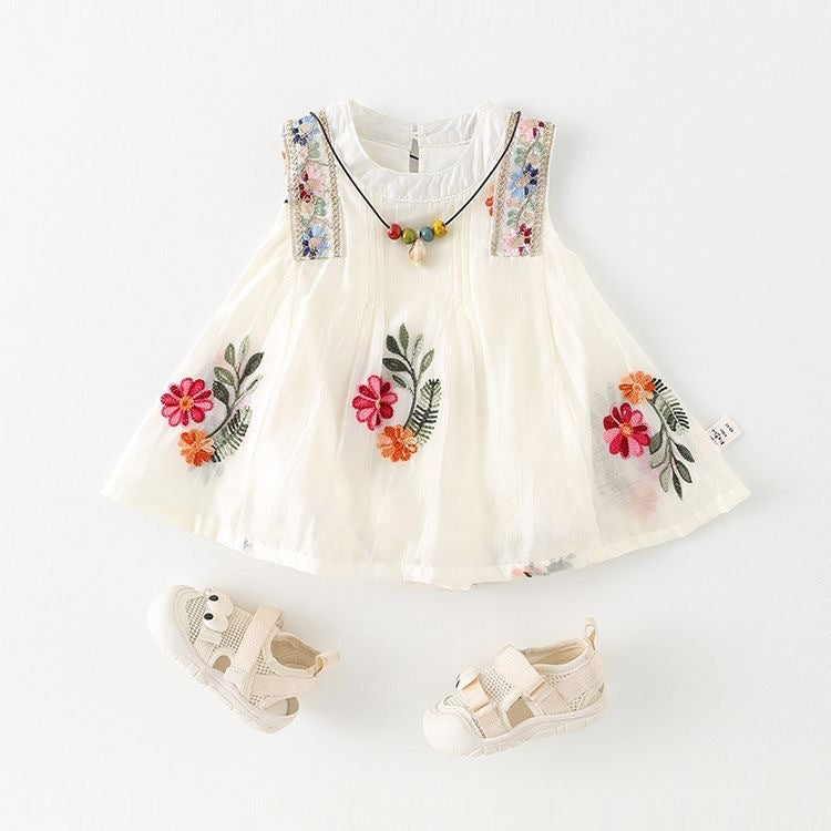 Summer Princess One Year Old Celebration Embroidered Jumpsuit, Climbing Suit
