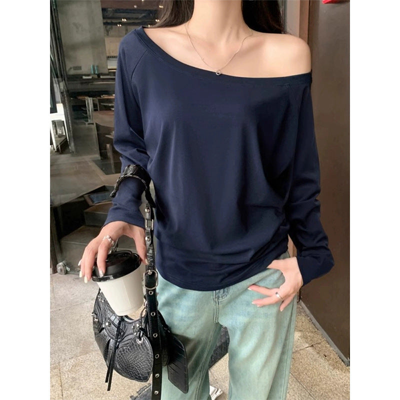 Women's Cotton Off Short-sleeved Summer Solid Color Loose Slimming Slim Fit Women's T-shirt