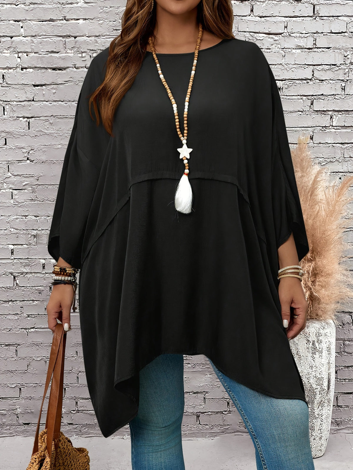 Elegant Women's Loose Round Neck Batman Large Size T-shirt
