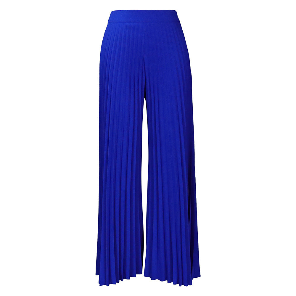Women's Elegant Pleated Trousers High Waist Wide Casual Pants