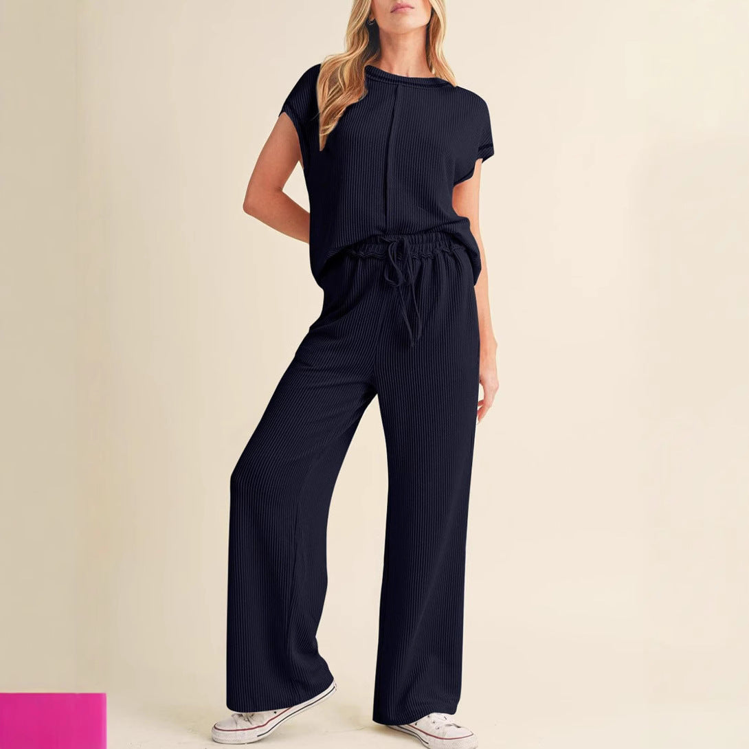 Women's Three-quarter Sleeve Rope Solid Color Commute Suits