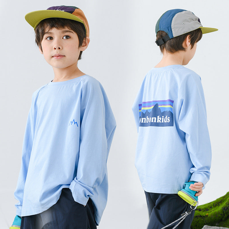 Spring Light Outdoor Mountain Ice Porcelain Cotton Long Children's T-shirt