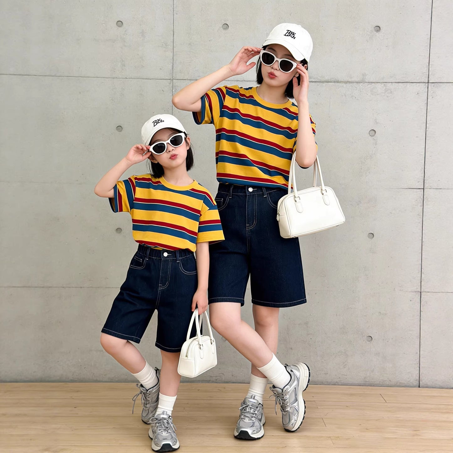 Wear Summer Pure Cotton Loose Short Sleeve Family Matching Travel Parent-child Outfit