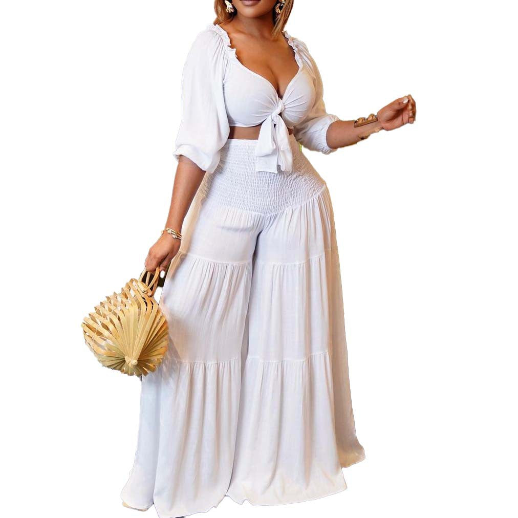 Trendy Cool Elegant Summer Tied Two-piece Fashion Casual Suit