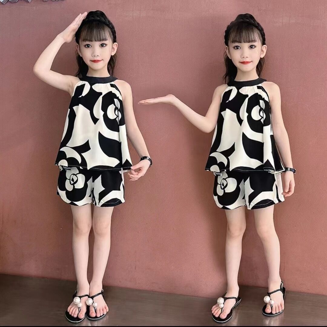 Children's Summer Fashionable Sleeveless Thin Type Chiffon Big Children's Suit