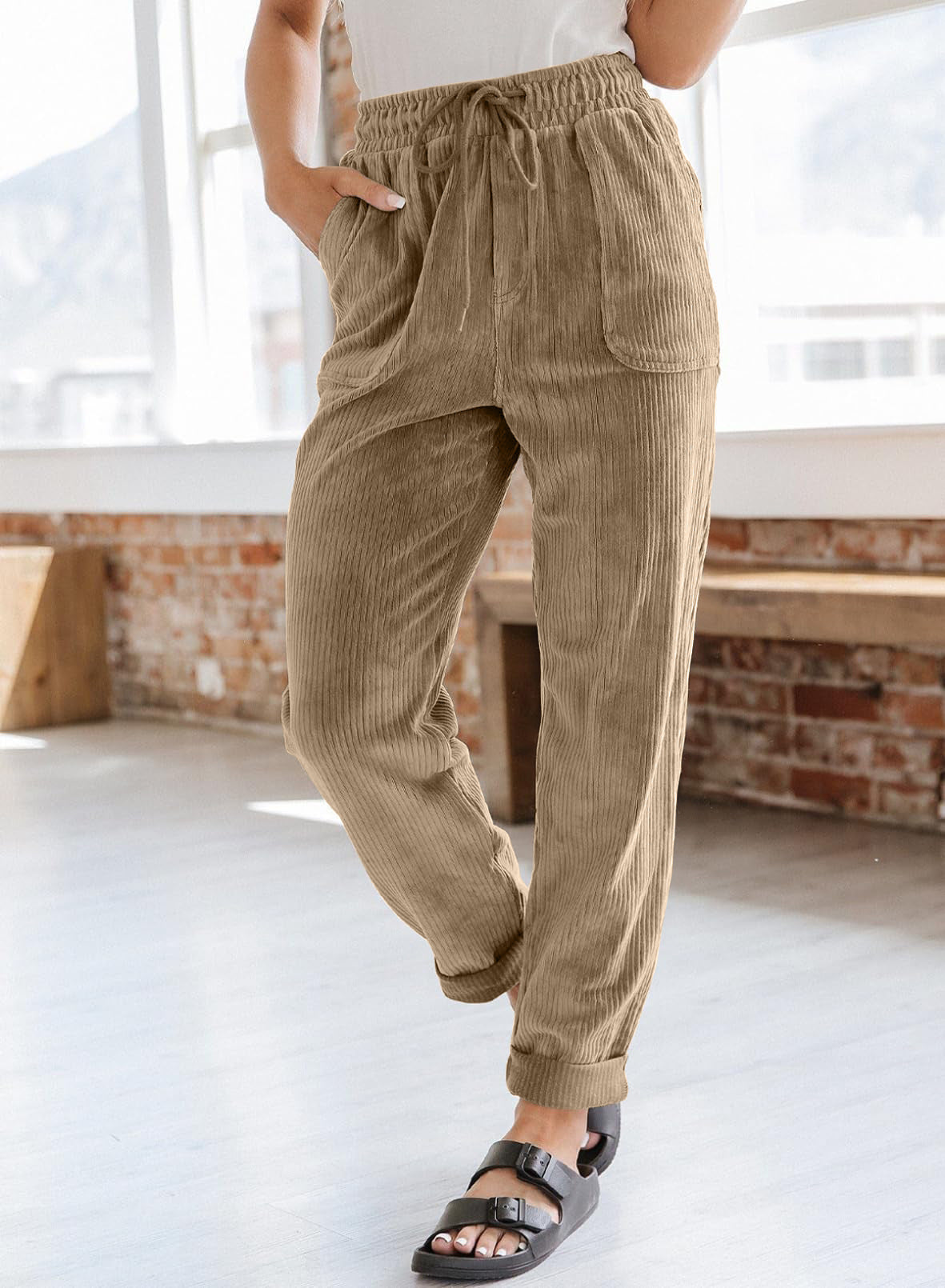 Women's Clothes Fashion Corduroy Solid Color Pants