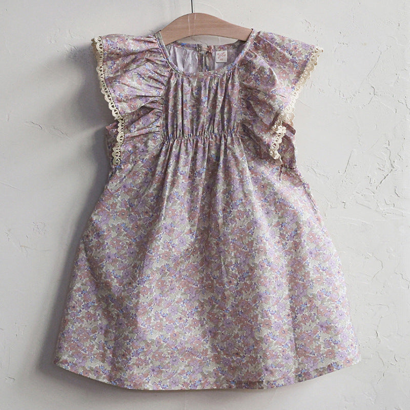 Summer Strawberry Shan Fashionable Sweet Floral Sleeve Children's Dress