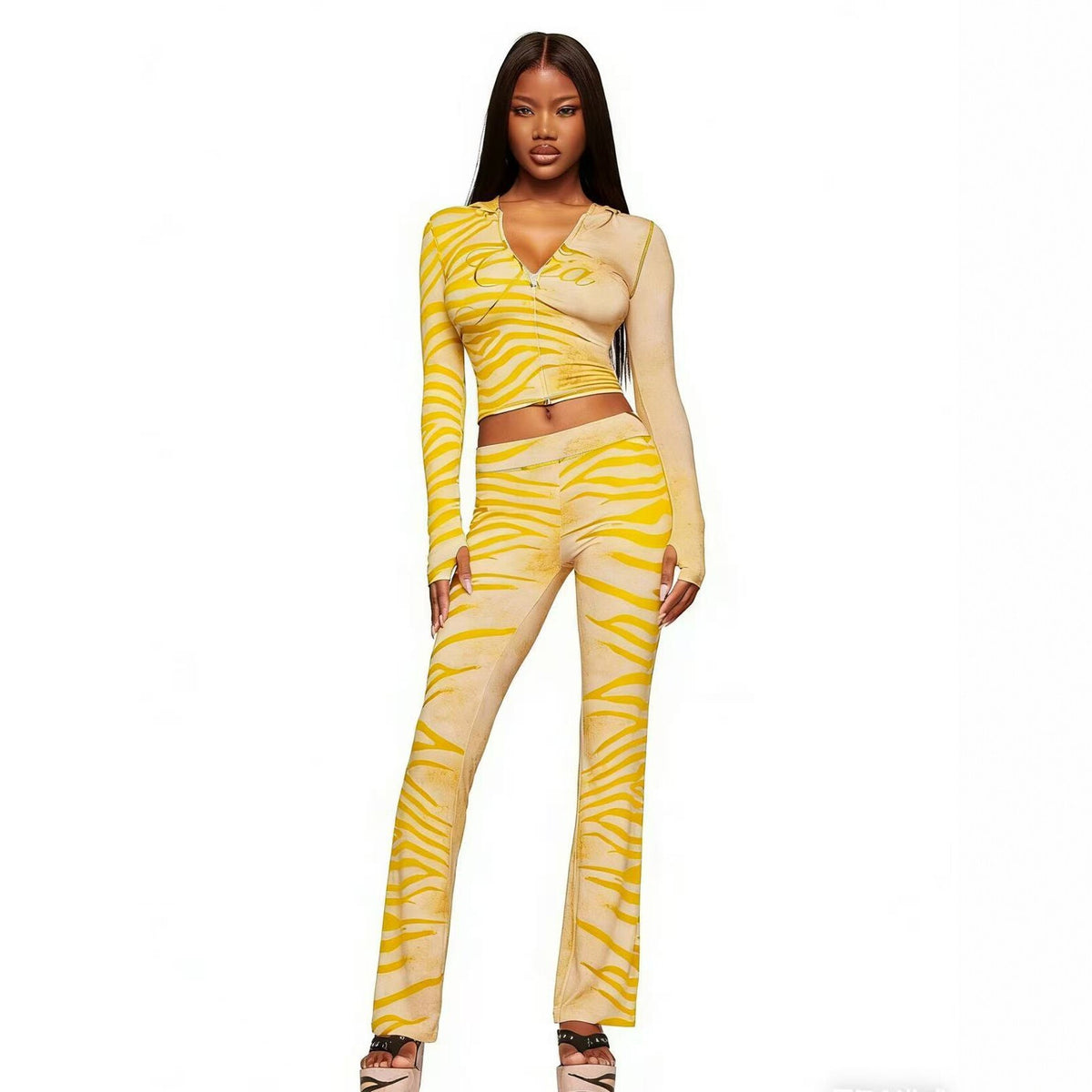 Women's Animal Print Hooded Color Contrast Stretch Sports Style Coats
