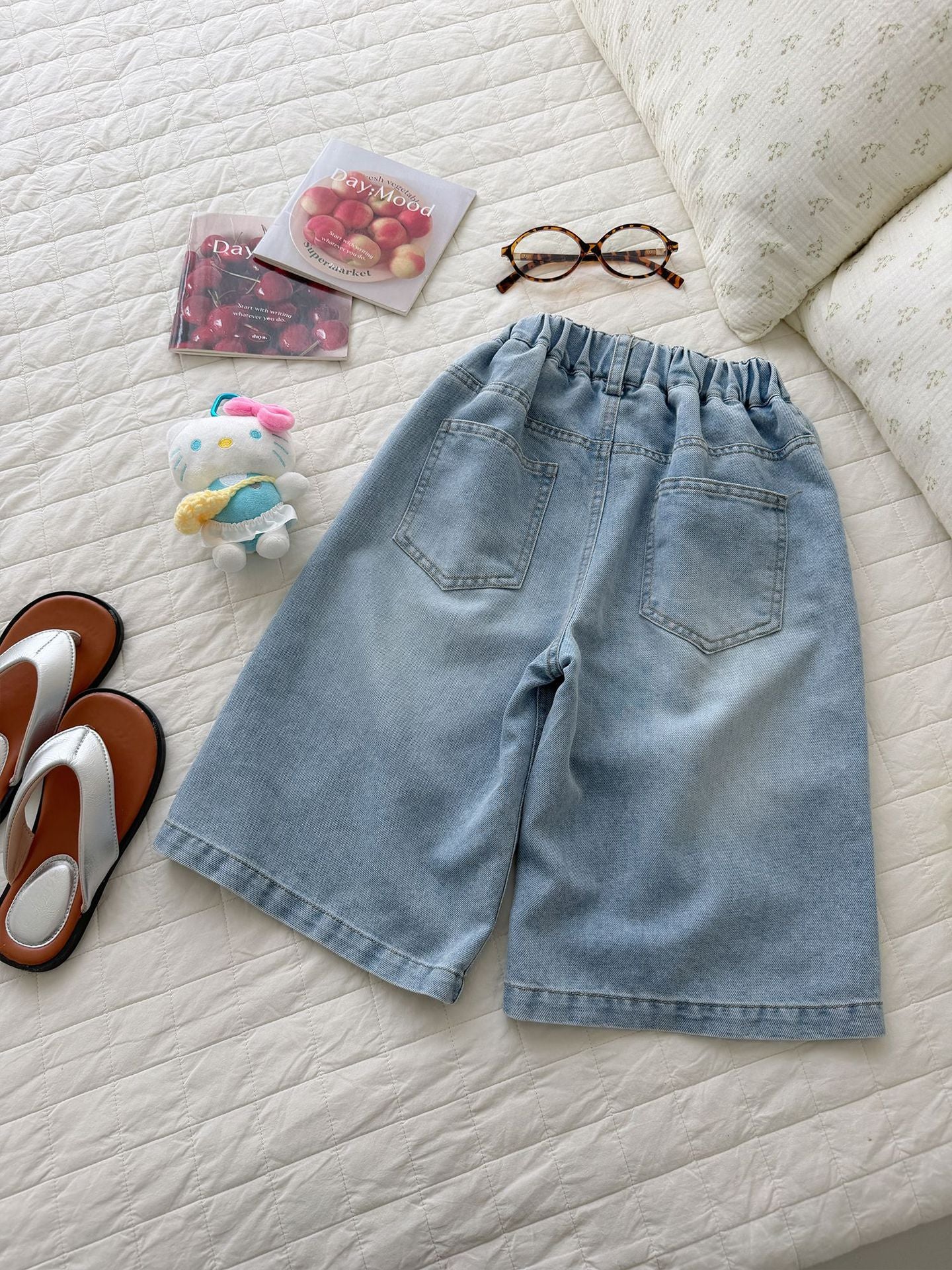 Summer Denim Thin Fashionable Embroidery Outer Shorts Children's Pants