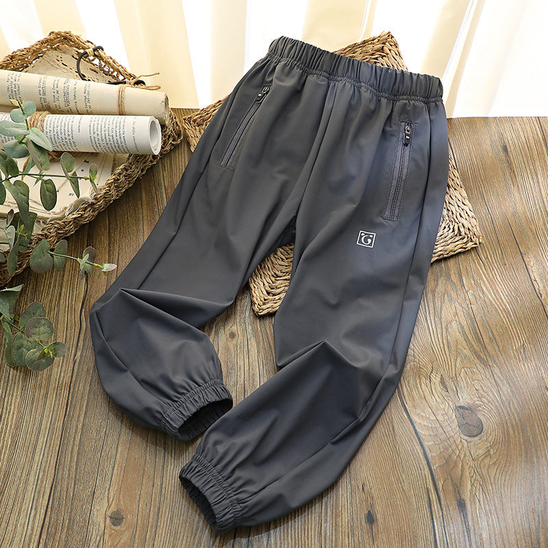Children's Summer Air Conditioning Boys Zipper Panda Classmates Clothing Live Children's Pants