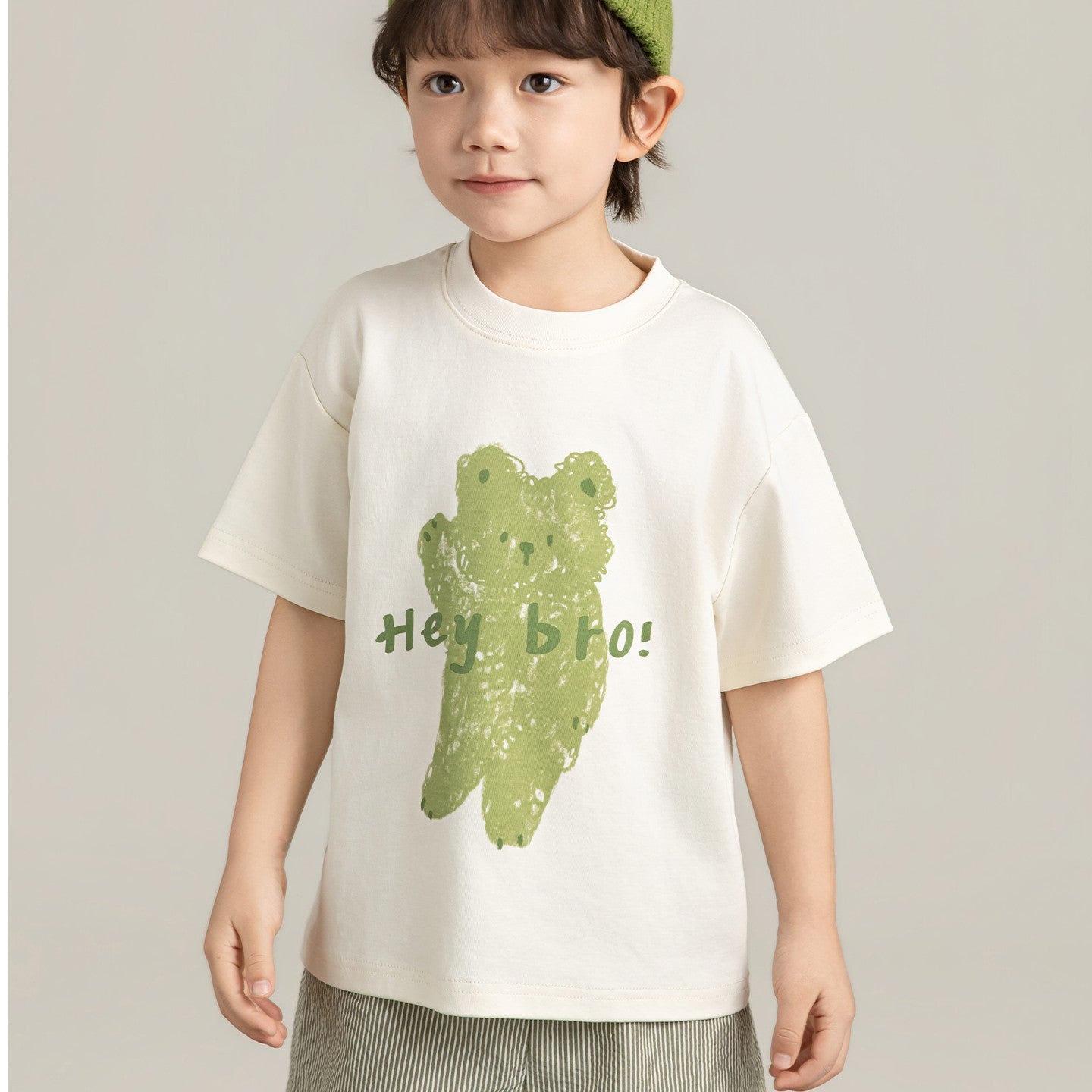 Boy's Cartoon Bear Printed Short-sleeved Summer Childlike Cute Loose Children's T-shirt