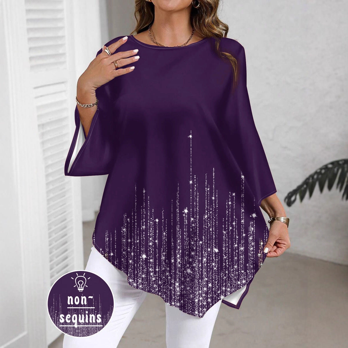 Women's Autumn Casual Versatile Gradient Printing Round Tops