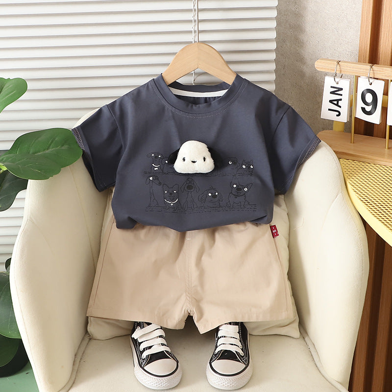 Children's Short-sleeved T-shirt Summer Clothing Shorts Clothes Children's Suit