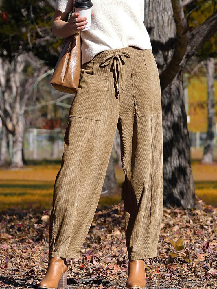 Women's Corduroy Harem Loose Wide Leg Leisure Clothing