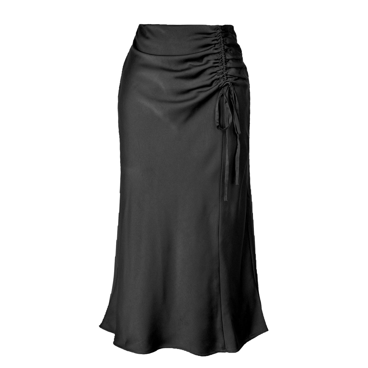 Women's Satin Pleating Zipper Long Sexy High Skirt