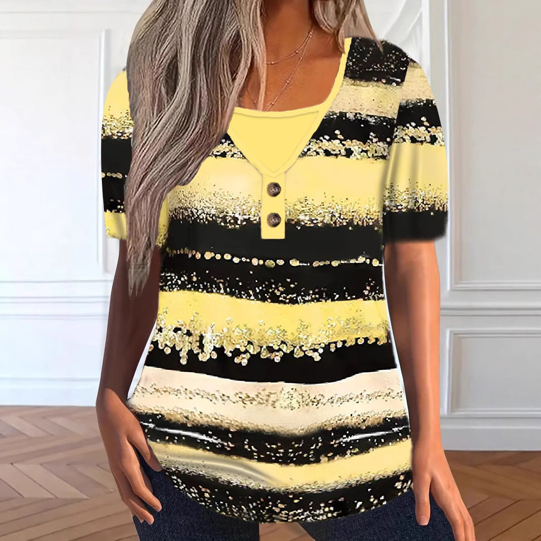 Women's Solid Color Printing Stitching Faux Two-piece Clothing