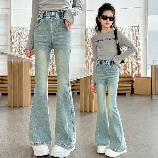 Children's Western Style Leisure Stretch Horn Spring Children's Pants