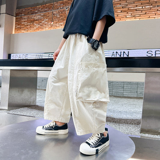Children's Boys Summer Thin Lantern Ankle Length Cargo Korean Style Children's Pants