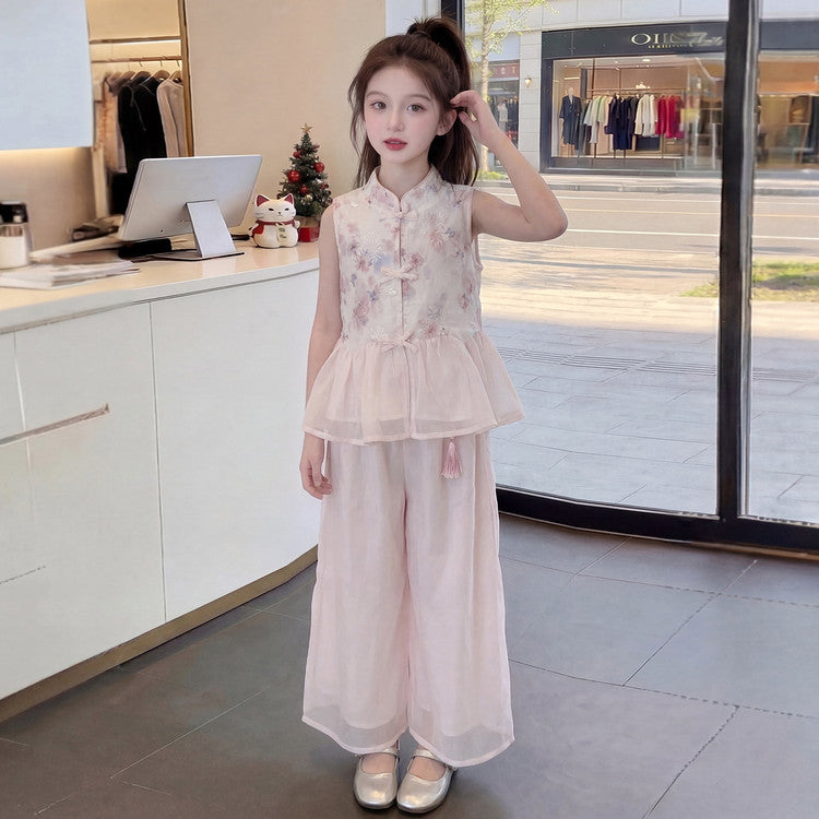 Children's Summer Fashionable Stylish National Style Two-piece Set Children's Suit