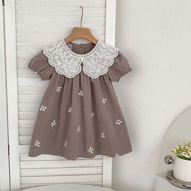 Princess Romper Embroidered Doll Collar Rompers Sisters Children's Dress