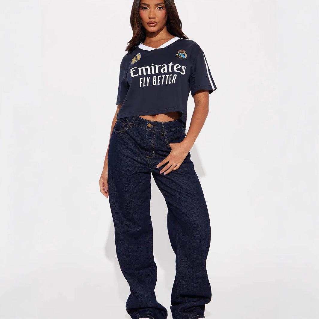 Women's American Retro Casual Loose Hot Street Printing Sleeve Tops