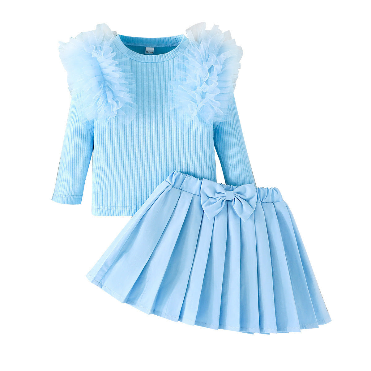 Sweet Multicolor Mesh Sleeves Top Bow Children's Suit