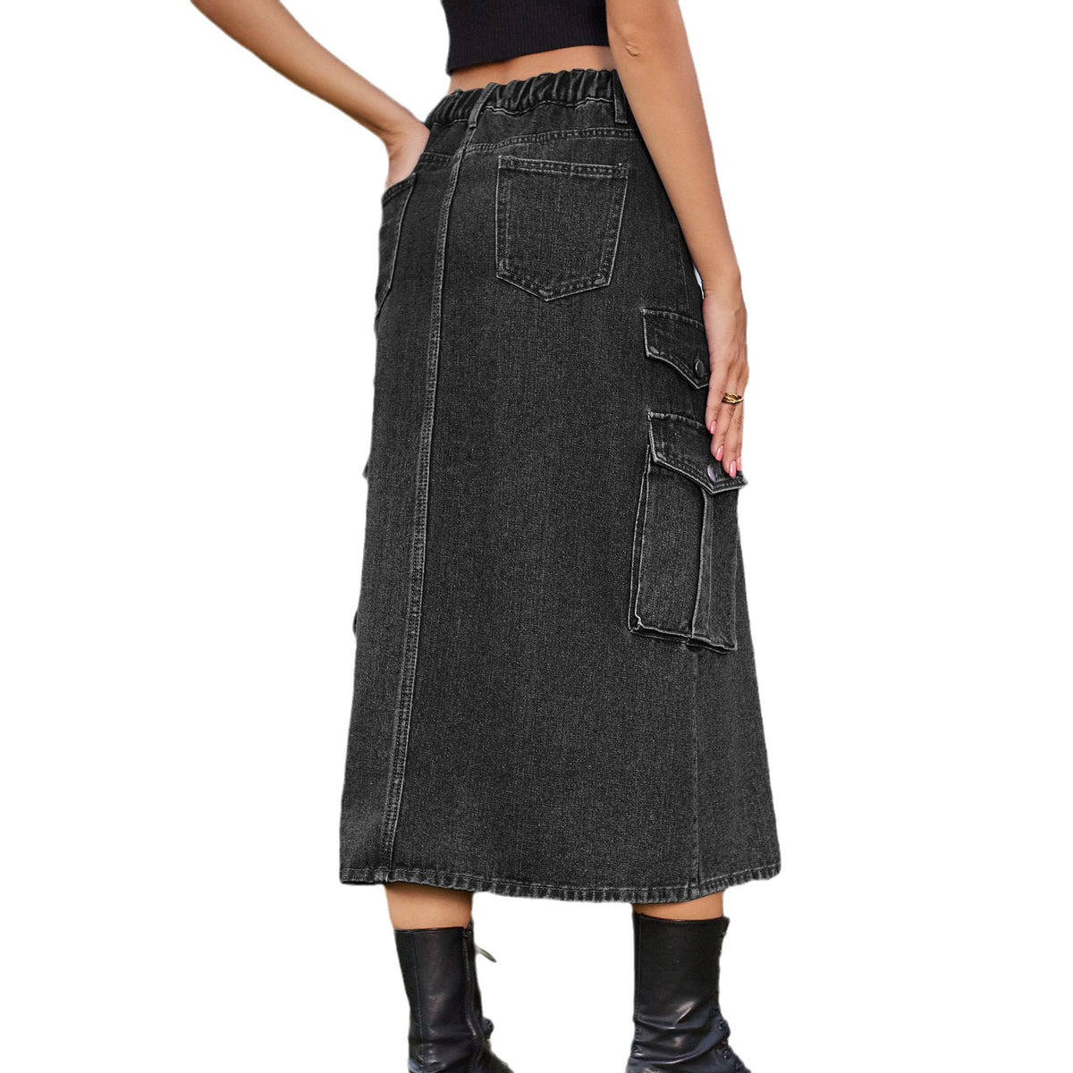 Women's American Hot Elastic Waist Denim Cargo Pants