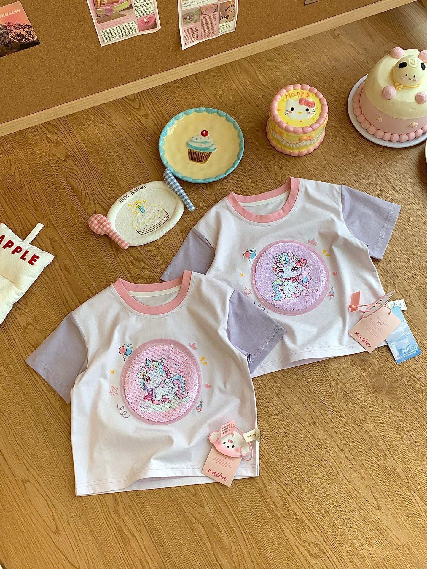 Children's Cartoon Short Sleeve Color Matching Half Children's T-shirt