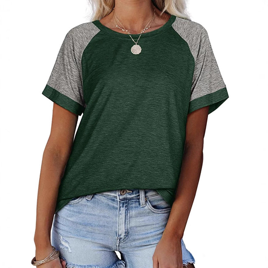Women's Summer Solid Color Loose Round Neck Women's T-shirt