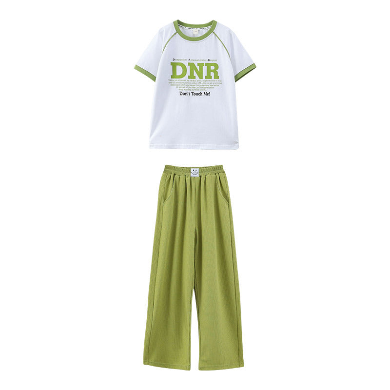 Children's Medium Large Casual Knitted Short Sleeve Trousers Children's Suit