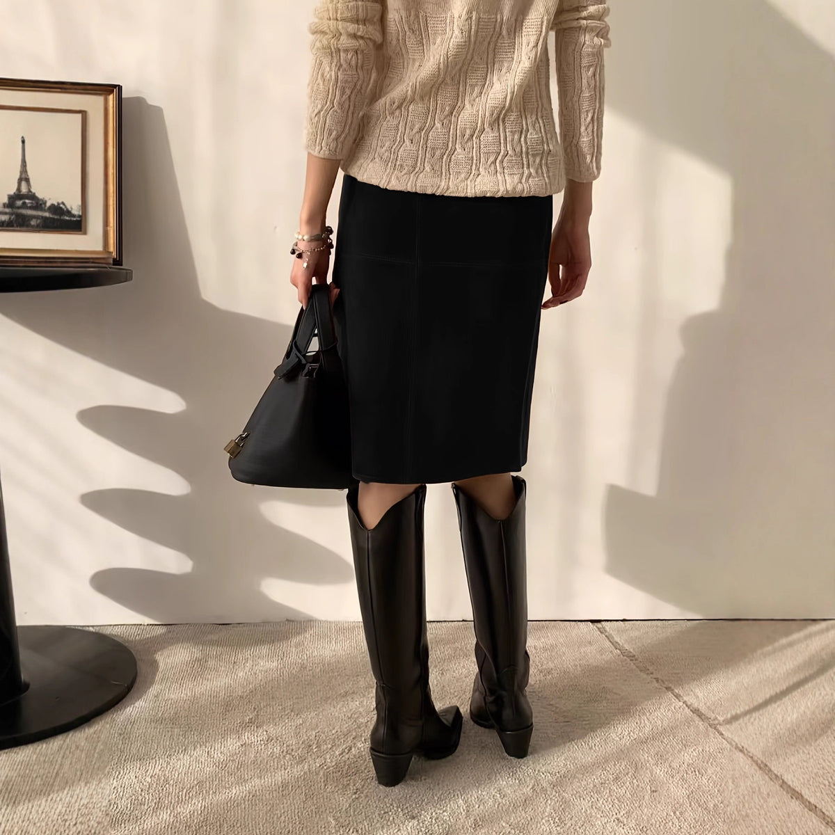 Casual Fashion Suede Old Money Style Retro Pure Skirt