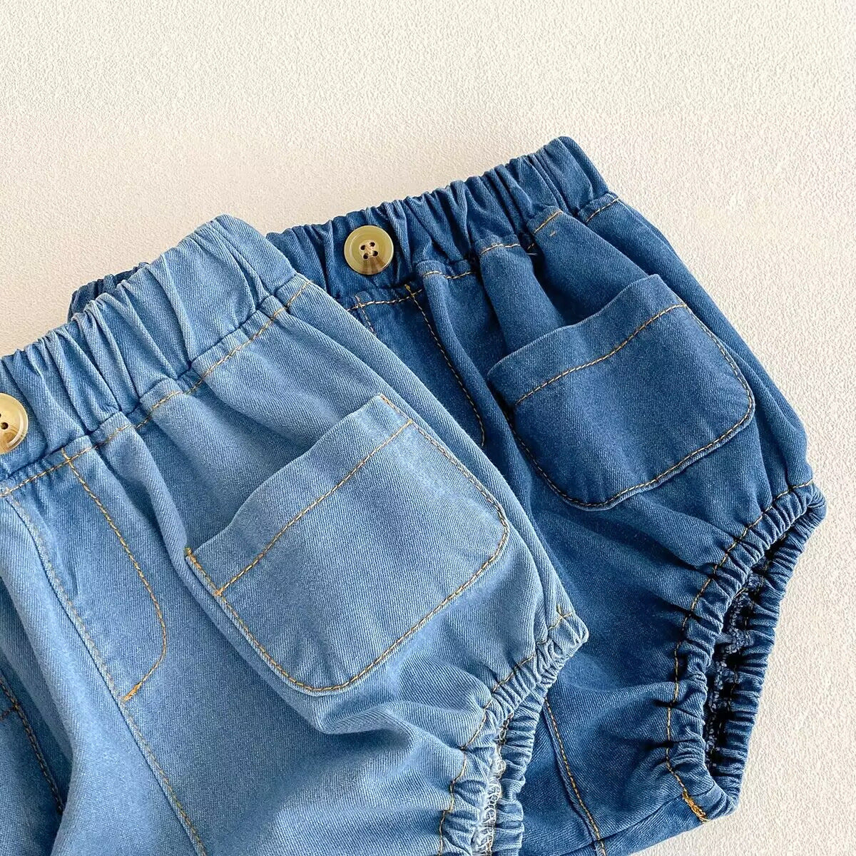 Children's Summer Korean Style Denim Shorts Male Female Front Pocket Large Children's Pants