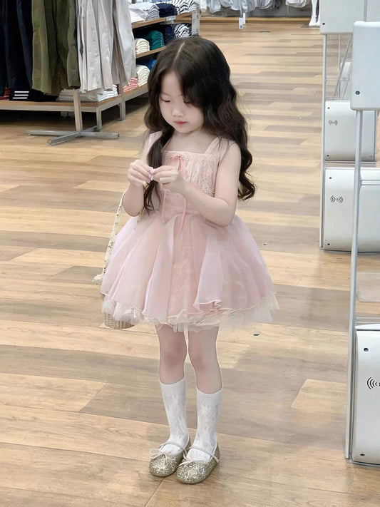 Children's Sling Lolita Dresses Summer Princess Mesh Pettiskirt One Year Children's Dress