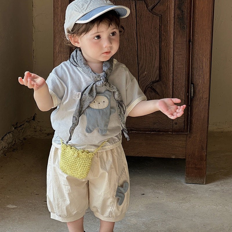 Summer Clothes Boy Cartoon T-shirt Shorts Two-piece Children's Suit