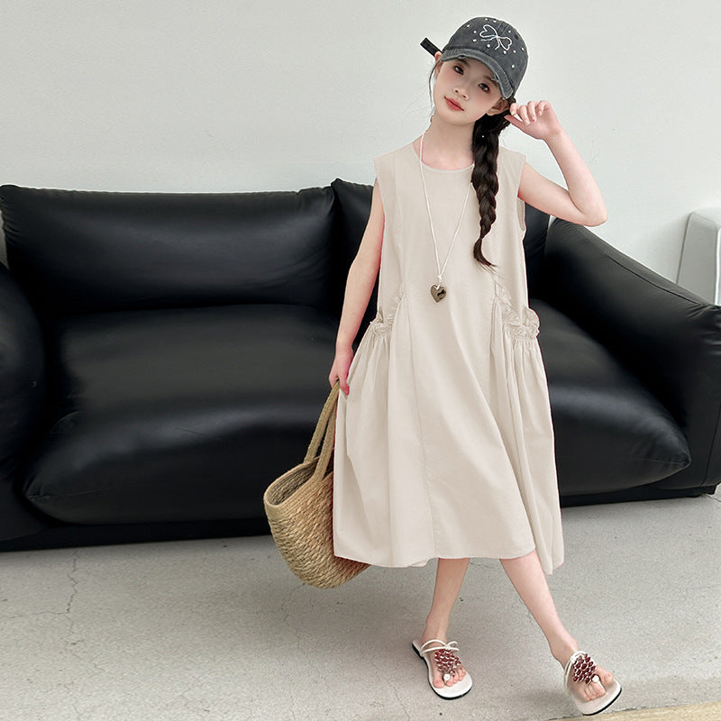 Children's Summer Sleeveless Skirt Vest Mid-length A- Children's Dress
