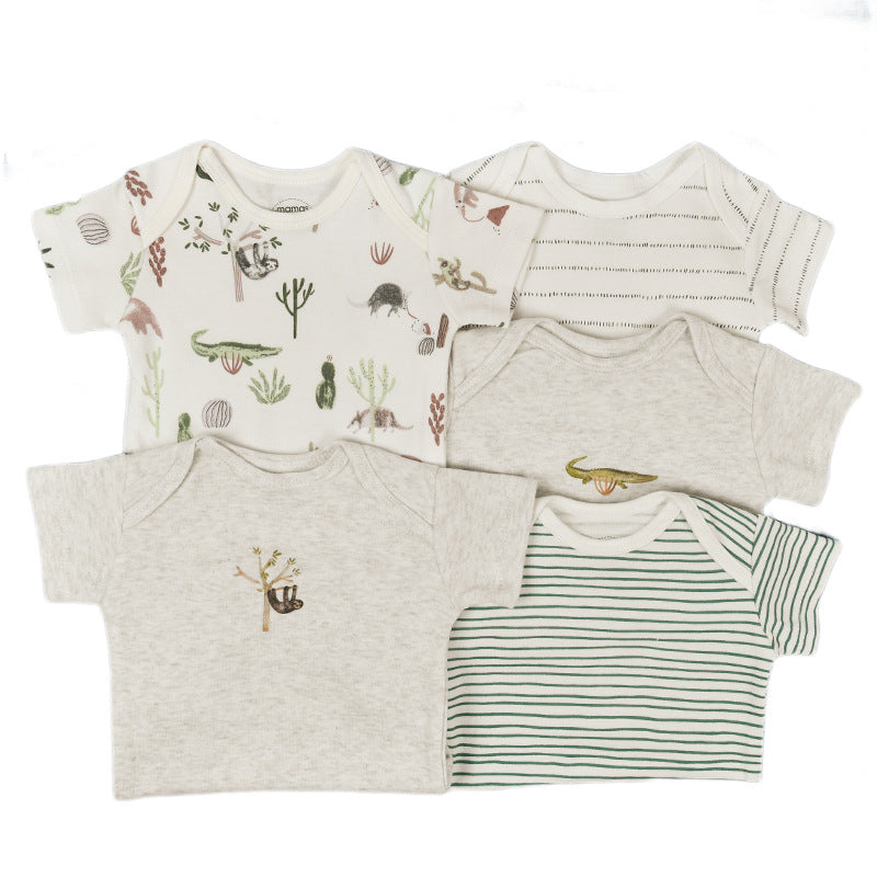 Class Jumpsuit Pure Cotton Summer Short-sleeved Clothes Born Thin Jumpsuit, Climbing Suit