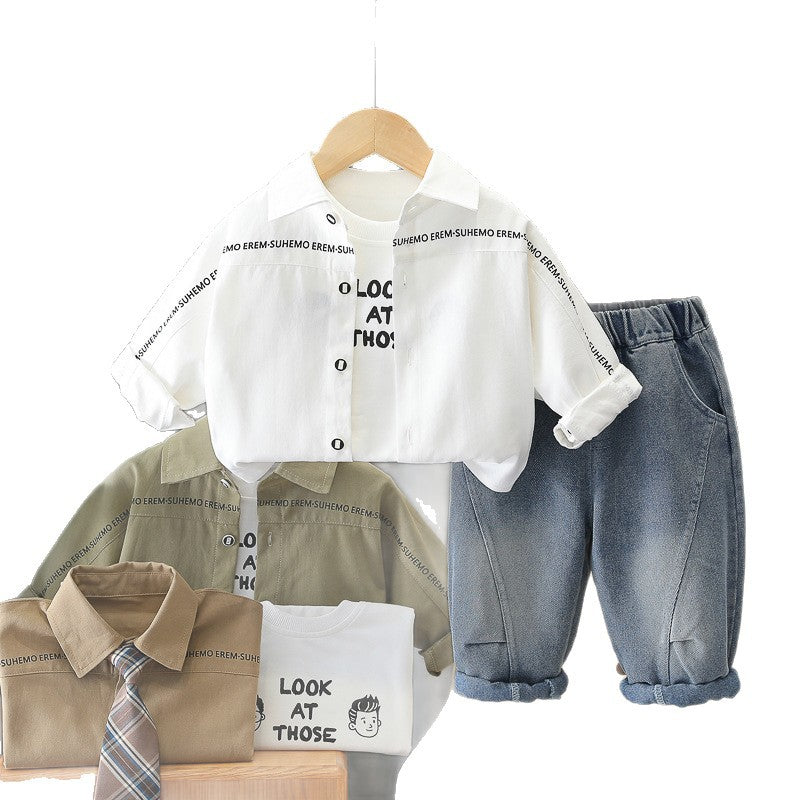 Children's Boys Spring Tie Shirt Long Sleeve Children's Suit