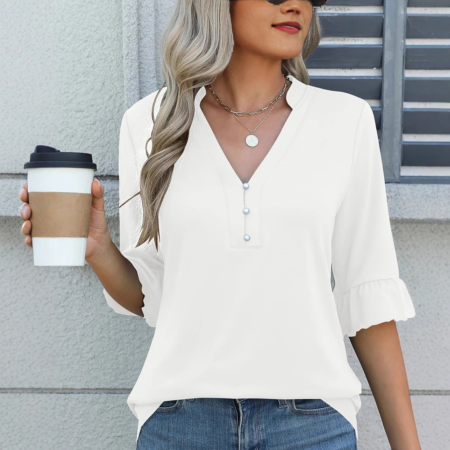 Women's Solid Color Ladies Fashion T-shirt Shirt Tops