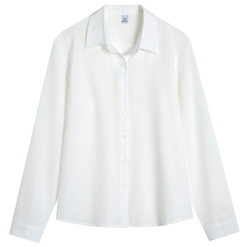 Blue Ghost Cotton Long-sleeved French Shirt Tops